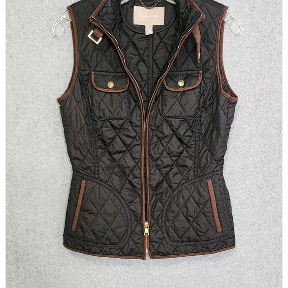 Banana Republic Womens‎ Quilted Field Vest Black Brown Size XS Puffer Vest - Picture 4 of 11